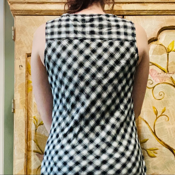 (CLOSET CLOSING FINAL SALE) Tank top gingham plaid button dress - Picture 3 of 4
